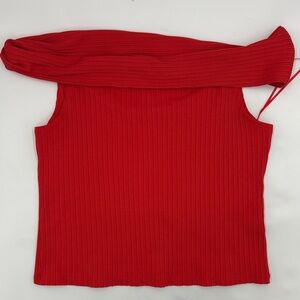 Madewell Rib Off the Shoulder Top in Rouge